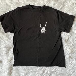 Distressed black skeleton crop tee size XS